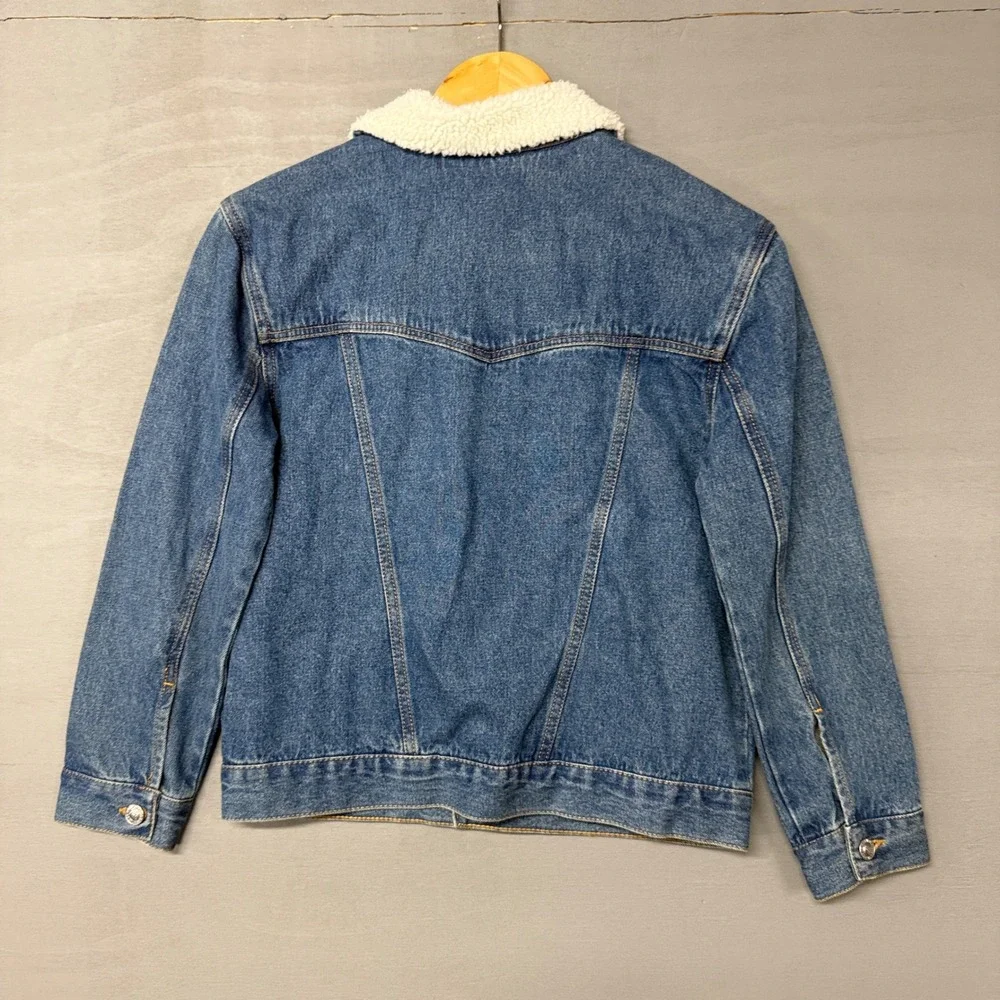 Levi's SilverTab Denim Jacket‎ Blue Sherpa Collar Trucker Kids Size M 10-12